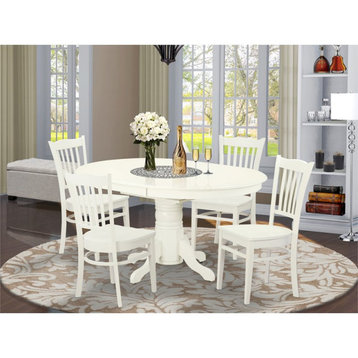 East West Furniture Avon 5-piece Wood Dining Room Set in Linen White