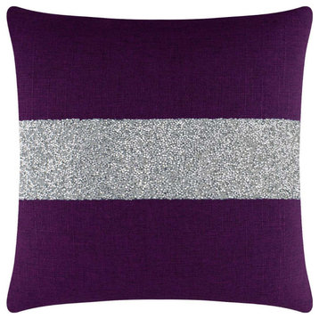 Sparkles Home Luminous Rhinestone Stripe Pillow, 14x20", Purple, Silver