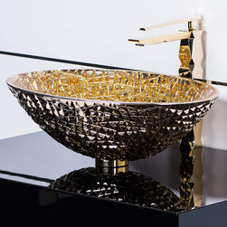 Handmade Italian Crystal Vessel Sink | Gold - Bathroom Sinks