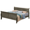 Louis Philippe Gray King Sleigh Wood Bed With High Footboard