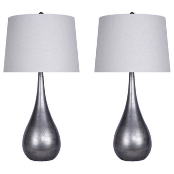 29.25" Vintage Metal Modern Table Lamps With Teardrop Design, Set of 2
