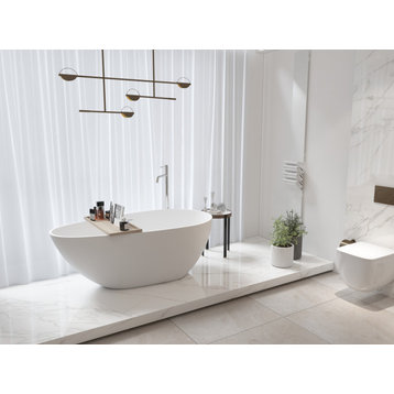 ABRUZZO BAGNO Sasso Solid Surface Freestanding Bathtub, 67"