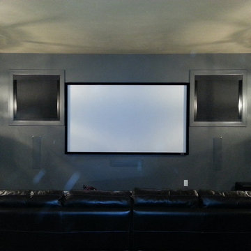 Blackout Shades and Concealed Speakers in Contemporary Home Theater