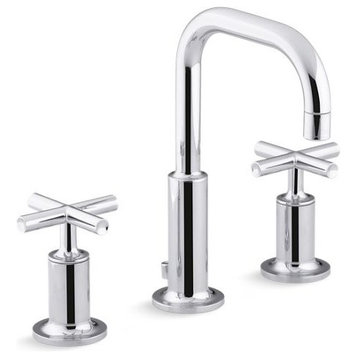 Kohler Purist Widespread Bathroom Faucet w/ Low Cross Handles, Polished Chrome