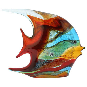 GlassOfVenice Murano Glass Wide Angel Fish Sculpture - Multicolor