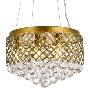 Elegant Lighting LD520D16 Tully 6 Light 16"W Crystal Pendant - Brass