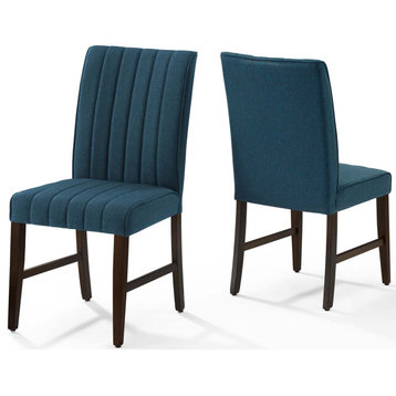 Motivate Channel Tufted Upholstered Fabric Dining Chair Set of 2 Blue