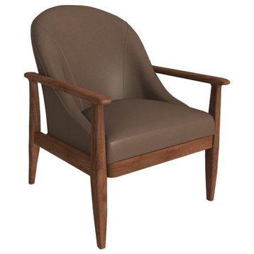 Elena Leather Lounge Chair, Finish Shown: Pumpernickel, Leather Shown: Slate