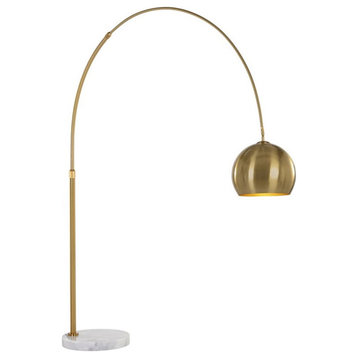 Maklaine 63.5" 1-light Modern Metal Floor Lamp with A Globe Shade in Brass
