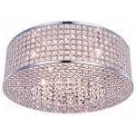 Elegant Lighting - Amelie 8 Light Flush Mount in Chrome with Clear Royal Cut Crystal - Like a brilliant shining star the Amelie collection of flush-mount fixtures emits dazzling light from a bejeweled circular band accented with gleaming strands of royal-cut crystals pouring through the open center. The chrome-finished ring surrounds four to 10 lights (not included) that highlight intricate pattern of miniature circles that embellish the sides and bottom of the frame. In natural light or with electricity this sparkling flush-mount light would become a stunning showpiece for your space.&nbsp