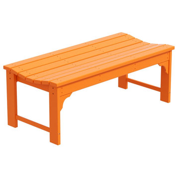 Ellendale Poly Plastic Backless Adirondack Bench in Orange
