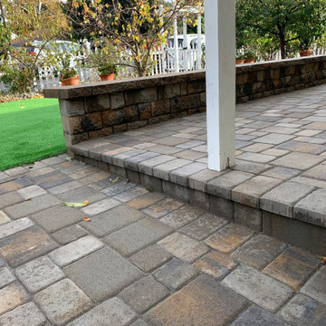 Front Yard Artificial Grass and Pavers