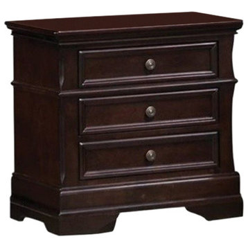 Bowery Hill 3 Drawer Nightstand in Cappuccino and Antique Brass