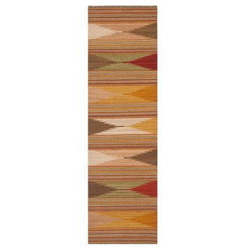 Navajo-Design Kilim Rug, Natural/Multi, 2'3"x8'