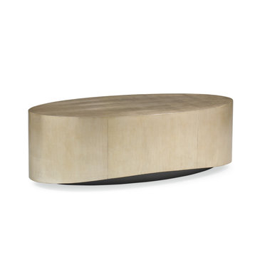 Come Oval Here! Contemporary Gold/Silver Oval Cocktail Table