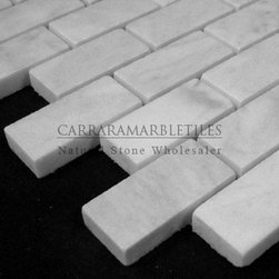 White Carrara Marble Italian Bianco Carrera 1x2 Mosaic Tile Polished - Products