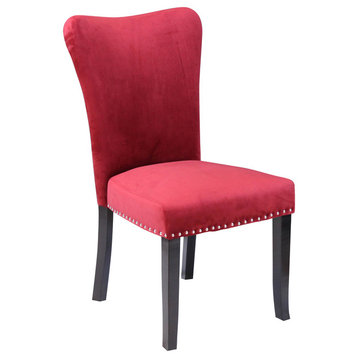 Aalten Deep Red Velvet Dining Chairs, Set of 2