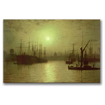 'Nightfall Down the Thames, 1880' Canvas Art by John Grimshaw