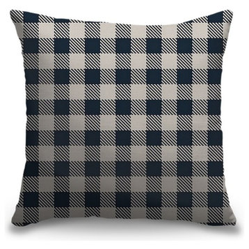 "Blue Gingham Plaid Tweed" Pillow 20"x20"