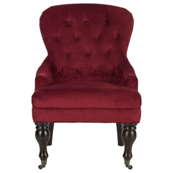 Lincoln Tufted Arm Chair Red Velvet