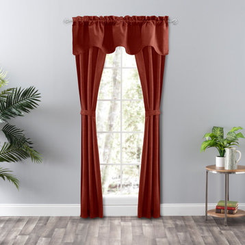 Lisa Solid 58" x 15" Lined Scallop Valance, Red