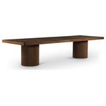 Meridian Furniture - Belinda Solid Wood and Oak Veneer Dining Table, Brown - Seat guests in style when they gather around this Belinda brown oak dining table. From simple suppers with the gang to more elaborate meals with family and friends, this table is amply sized to seat them all with oodles of elbow room to spare. The rich black finish gives the table a contemporary edge while a mix of solid wood and MDF ensures lasting stability. Resting on two fluted bases, this table offers the perfect mix of simple and elegant for your modern dining room.