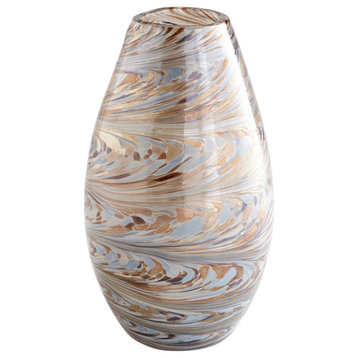 Cyan Small Caravelas Vase 09646, Metallic Sand Swirl