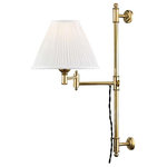 Hudson Valley Lighting - Hudson Valley Lighting Classic No.1, Classic Swing Arm Wall, Antique Brass - The Classic No.1 collection encompasses quite a raClassic No.1 1 Light Aged Brass Off-White *UL Approved: YES Energy Star Qualified: n/a ADA Certified: n/a  *Number of Lights: 1-*Wattage:60w E26 Medium Base bulb(s) *Bulb Included:No *Bulb Type:E26 Medium Base *Finish Type:Aged Brass
