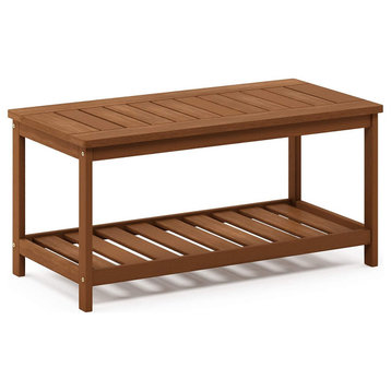 Hardwood Patio Furniture 2-Tier Coffee Table in Teak Oil