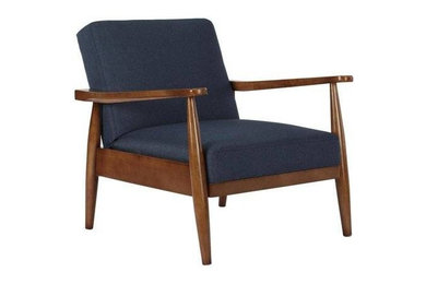 Mid Century Modern Danish Style Blue Recliner Sleep Lounge Chair