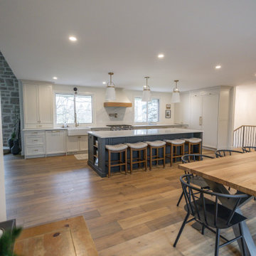 Navy Island with Quartz Top Against Original Stone Wall