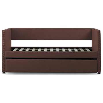 Lexicon Therese Upholstered Daybed with Trundle in Brown