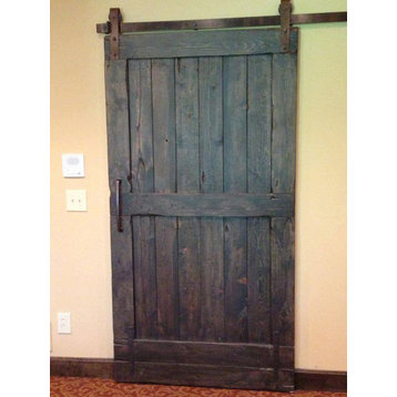Rustic Sliding Barn Door, Dark Walnut, 90"x46"