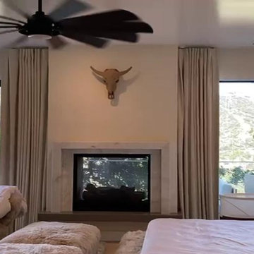 Custom Motorized Somfy Blackout Drapery for Stevenson Ranch Master Bedroom