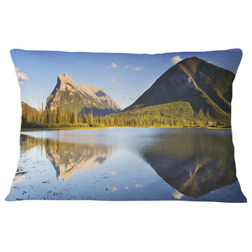Vermillion Lakes and Mount Rundle Landscape Printed Throw Pillow, 12"x20"