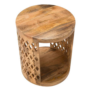 Haussmann Wood Stump Stool or Stand 11-14 in Dia x 18 in H Walnut Oil