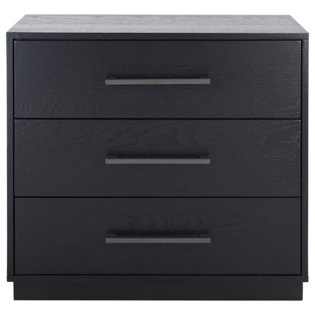 Safavieh Couture Mallory 3 Drawer Nightstand, Black