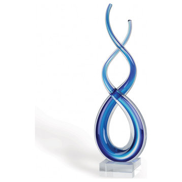 HomeRoots 20" Blue Art Glass Centerpiece