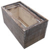 Set Of 3, Wood Rustic Rectangular Boxes Planter, Natural