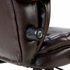 Executive Office Chair, Adjustable Lumbar Support, Swivel, Wood Armrest, Brown