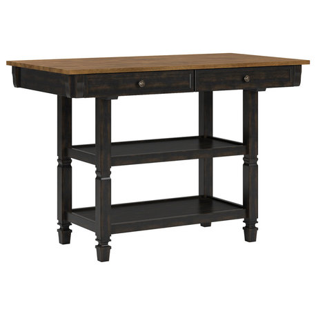 Harvey Two-Tone Kitchen Island Buffet, Antique Black
