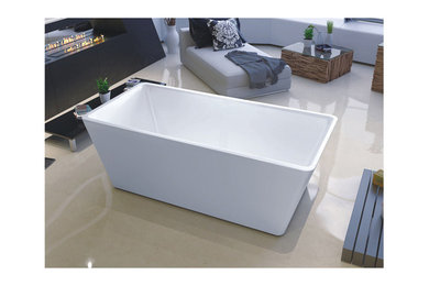 Rectangle shape freestanding one-piece acrylic bathtub