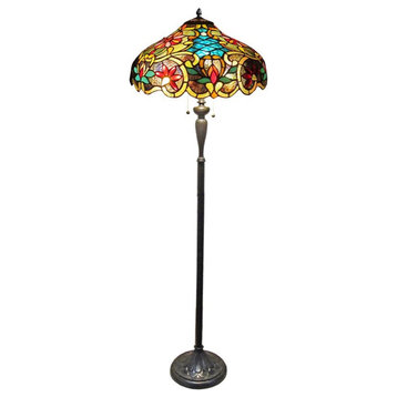 CHLOE Leslie Tiffany-style Victorian 2 Light Floor Lamp 18" Shade