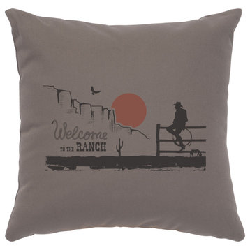 Image Pillow 16x16 Welcome Ranch Cotton Chrome