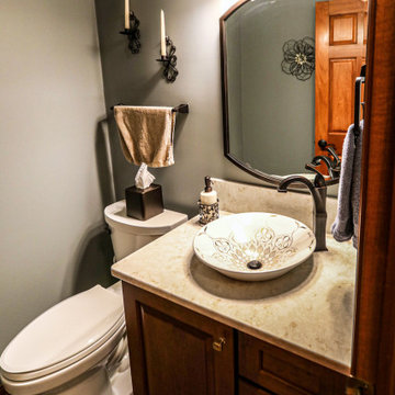 Powder Room with Beautiful Vessel Sink and Quartz Countertop