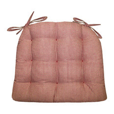 Madrid Red Gingham Dining Chair Pads, Latex Foam Fill, Reversible, Standard