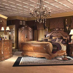 AICO Furniture - Cortina Wood 6 Piece Queen Sleigh Bedroom Set with Chest - N650 - Bedroom Furniture Sets