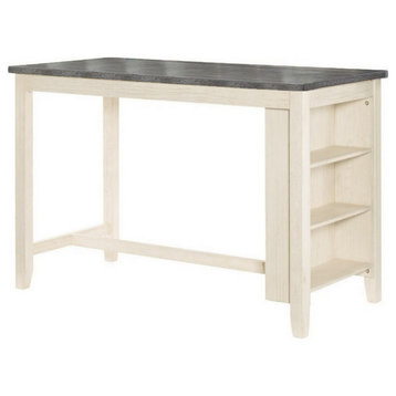Benzara BM286286 Joss 60" Cottage Counter Height Table, 2 Tone Wood, Cream Base