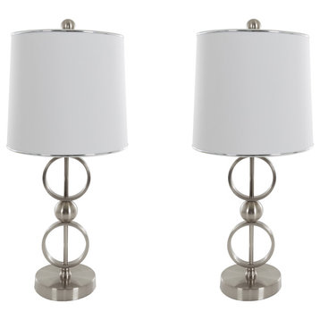 Set of 2 LED Table Lamps Matching Pair of Modern Open Circle Steel Lights