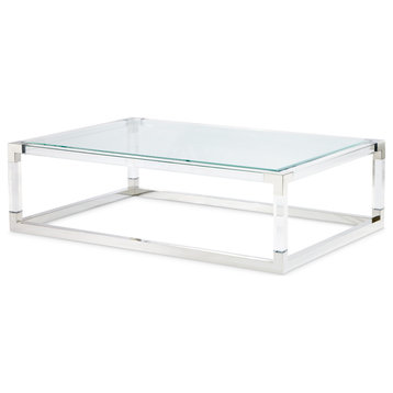 State St. Rectangular Cocktail Table - Glass/Stainless Steel